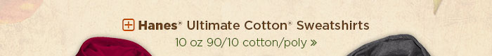 Hanes Ultimate Cotton Sweatshirts. 10 oz 90/10 cotton/poly.