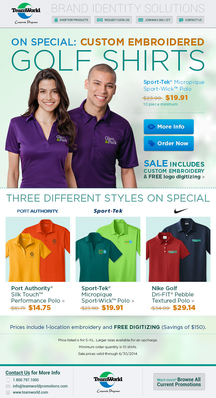 Custom Embroidered Golf Shirts
